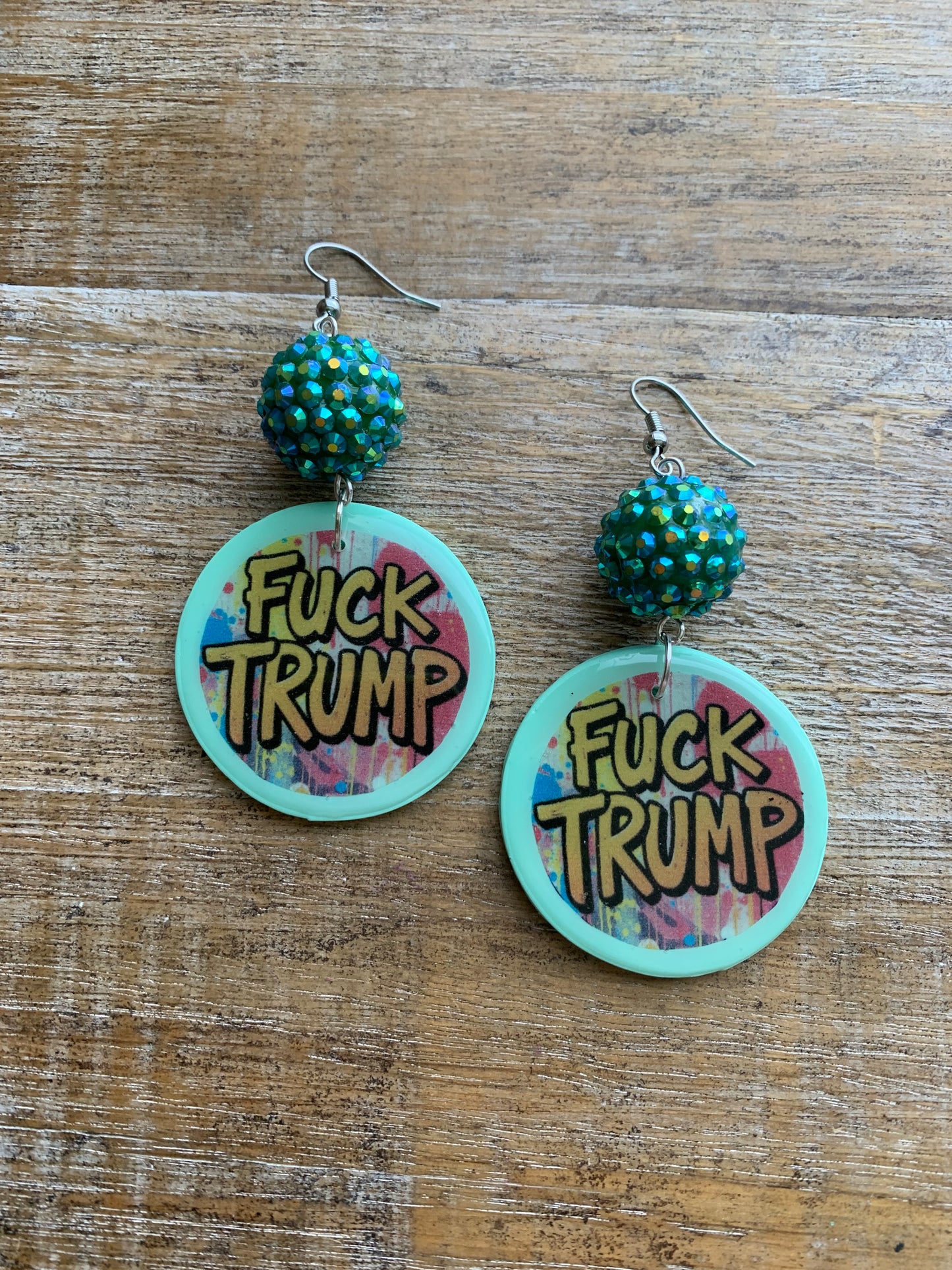 Fuck Trump Clay Protest Activist Earrings Liberal Clip On Earrings Punk Graffiti FDT Ear Hangers
