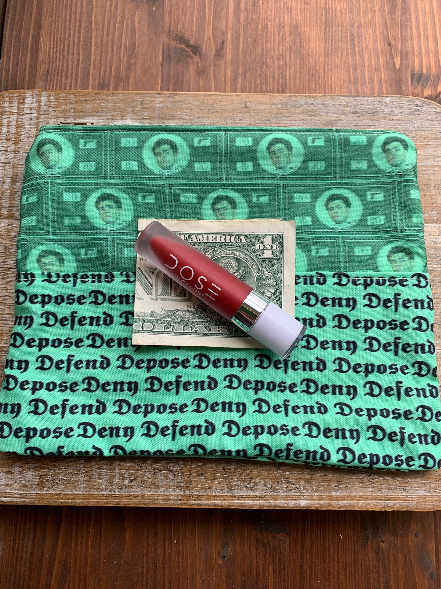 Luigi Deny Defend Depose Green Makeup Bag Zipper Pouch
