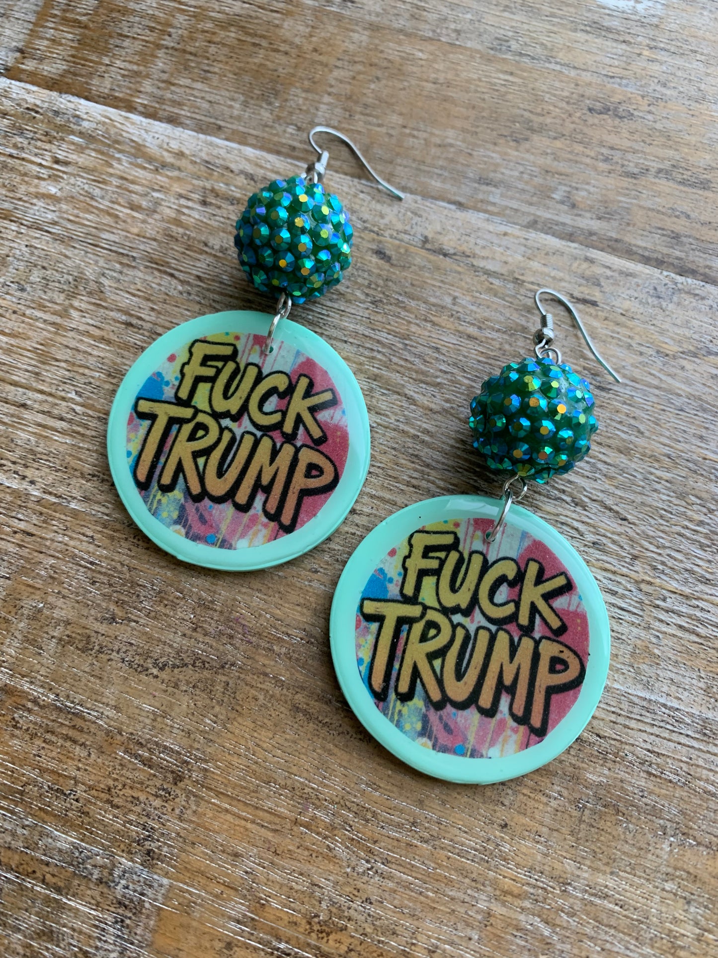 Fuck Trump Clay Protest Activist Earrings Liberal Clip On Earrings Punk Graffiti FDT Ear Hangers