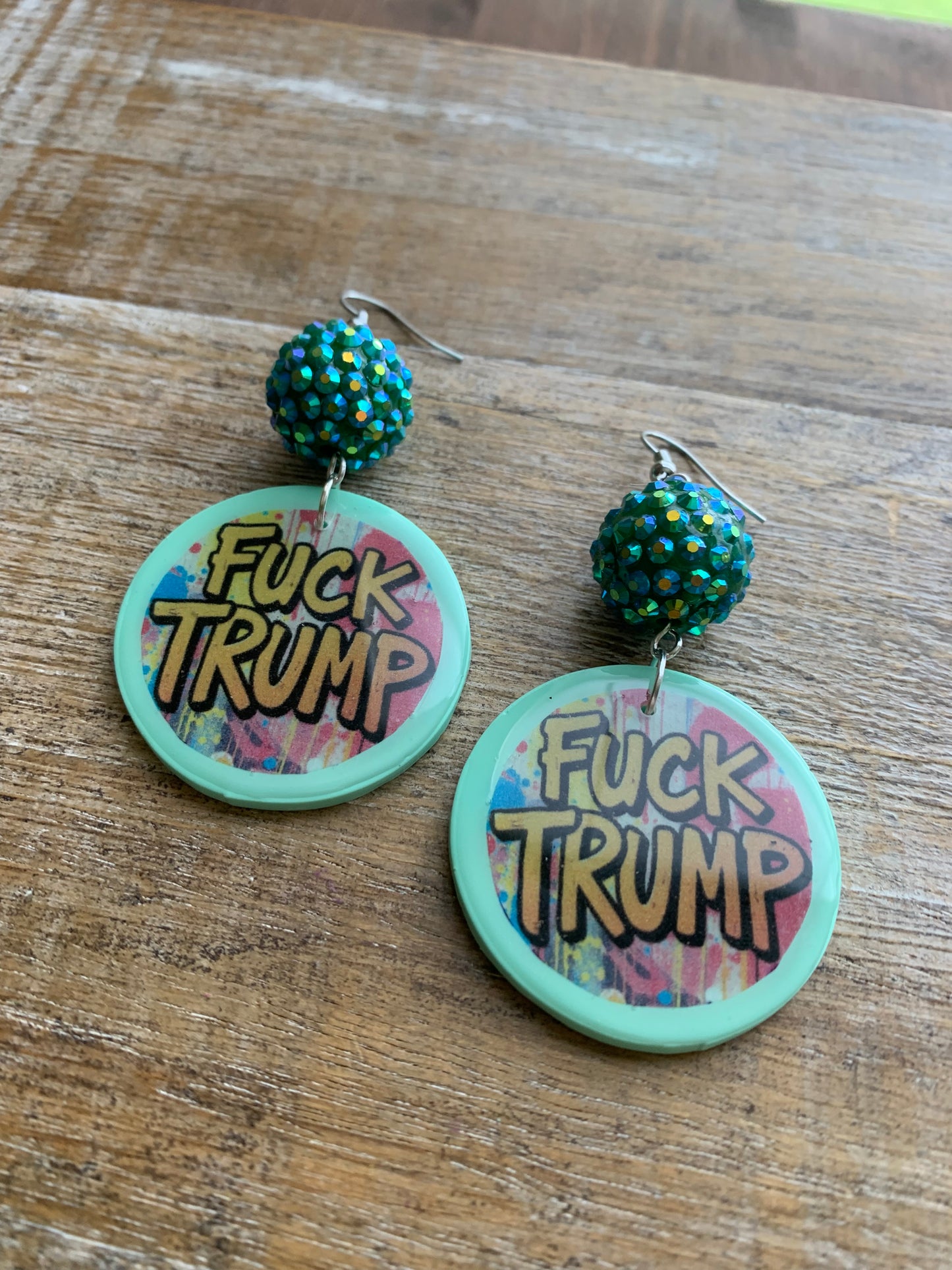 Fuck Trump Clay Protest Activist Earrings Liberal Clip On Earrings Punk Graffiti FDT Ear Hangers