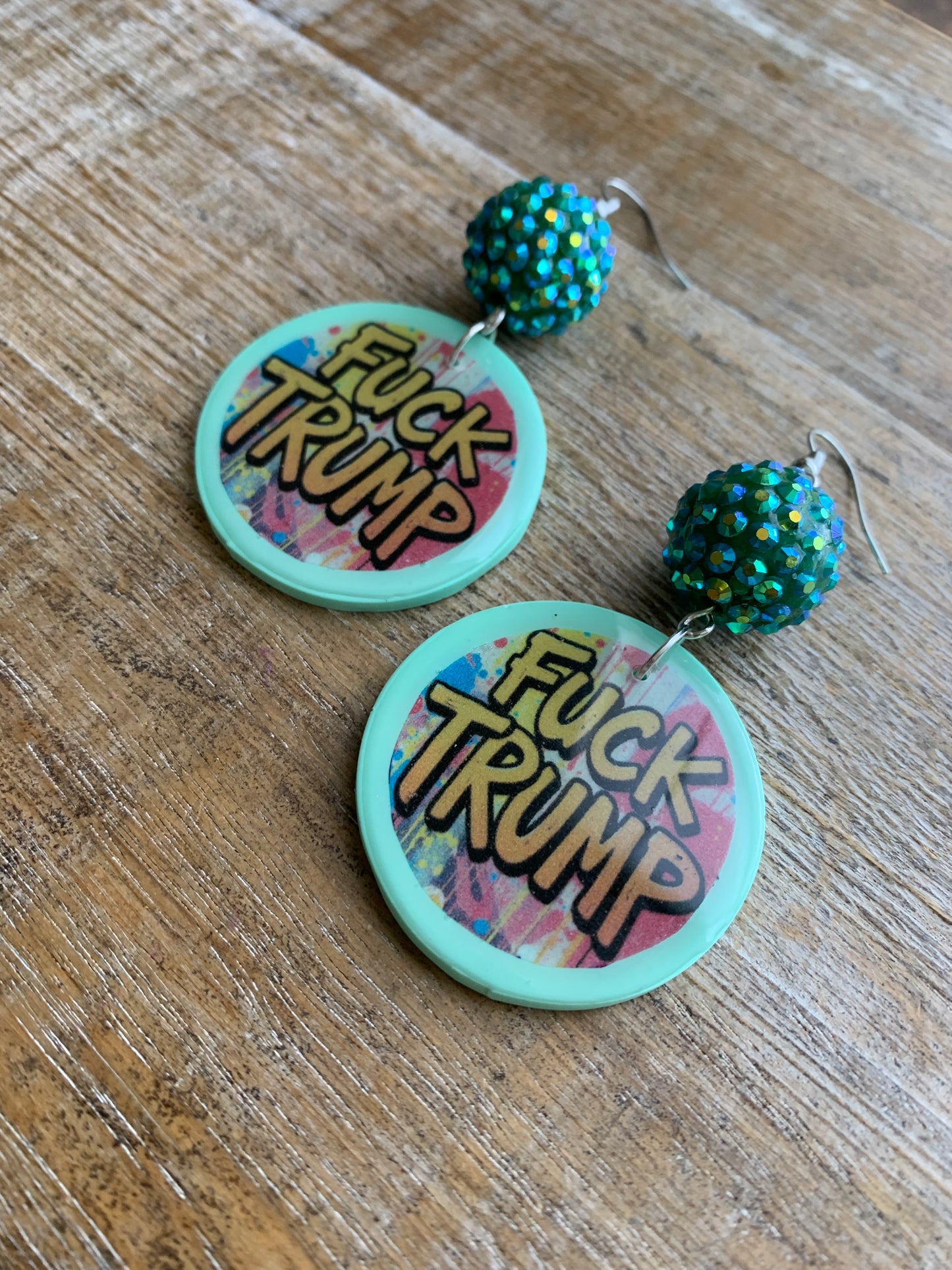 Fuck Trump Clay Protest Activist Earrings Liberal Clip On Earrings Punk Graffiti FDT Ear Hangers