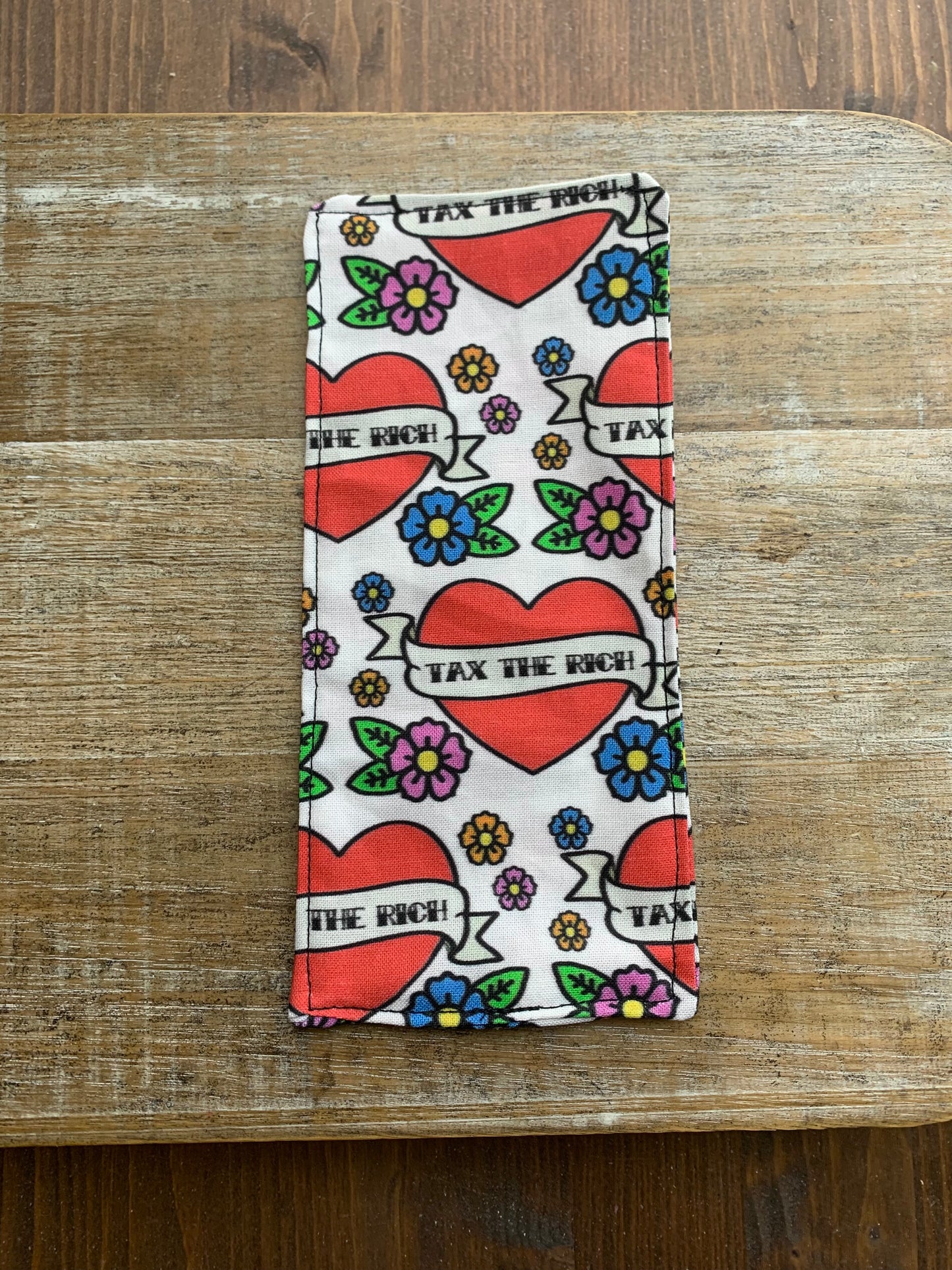 Large Tax The Rich Tattoo Style Fabric Rectangle Bookmark