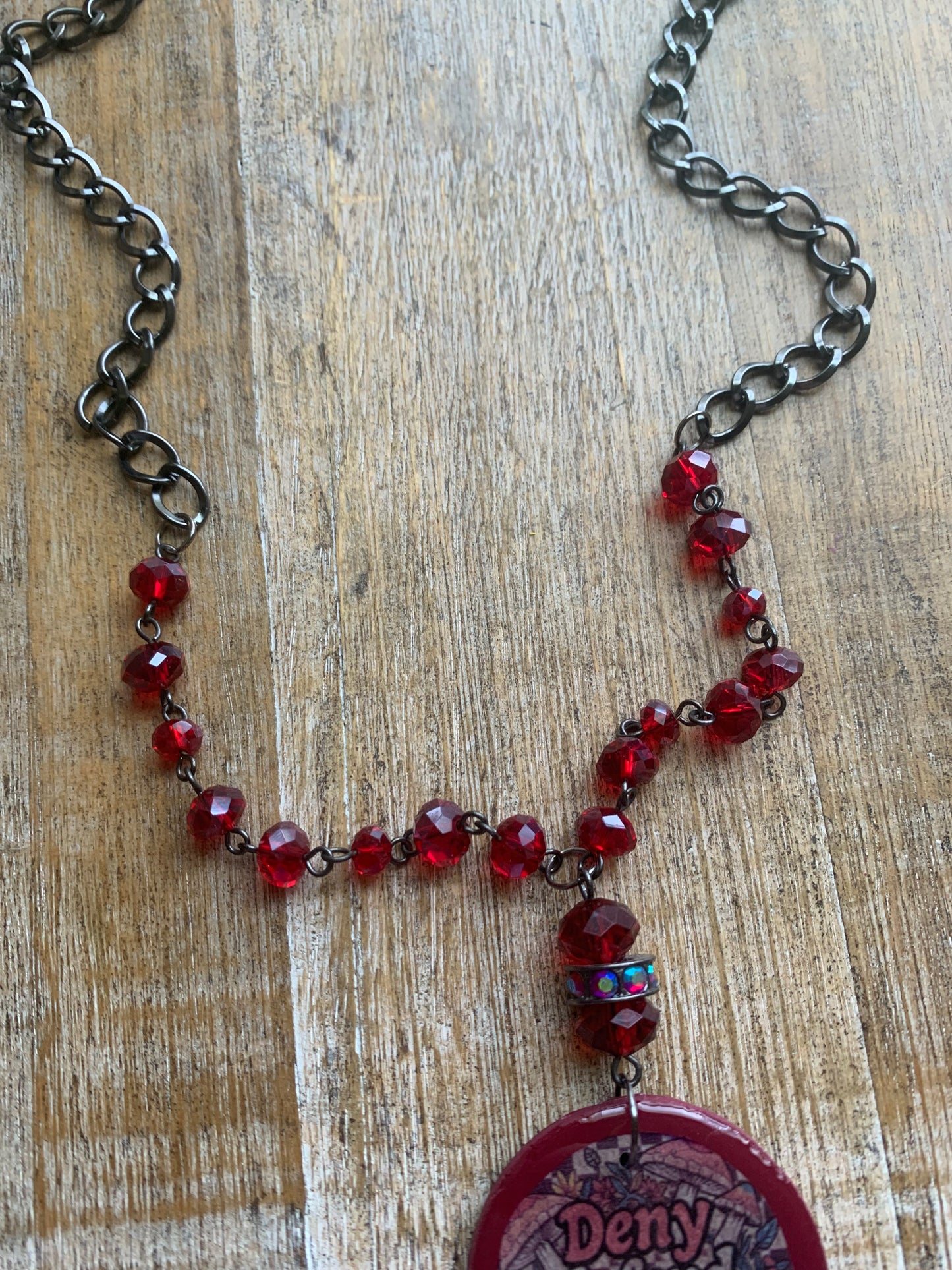 Deny Defend Depose Upcycled Polymer Clay Beaded Necklace