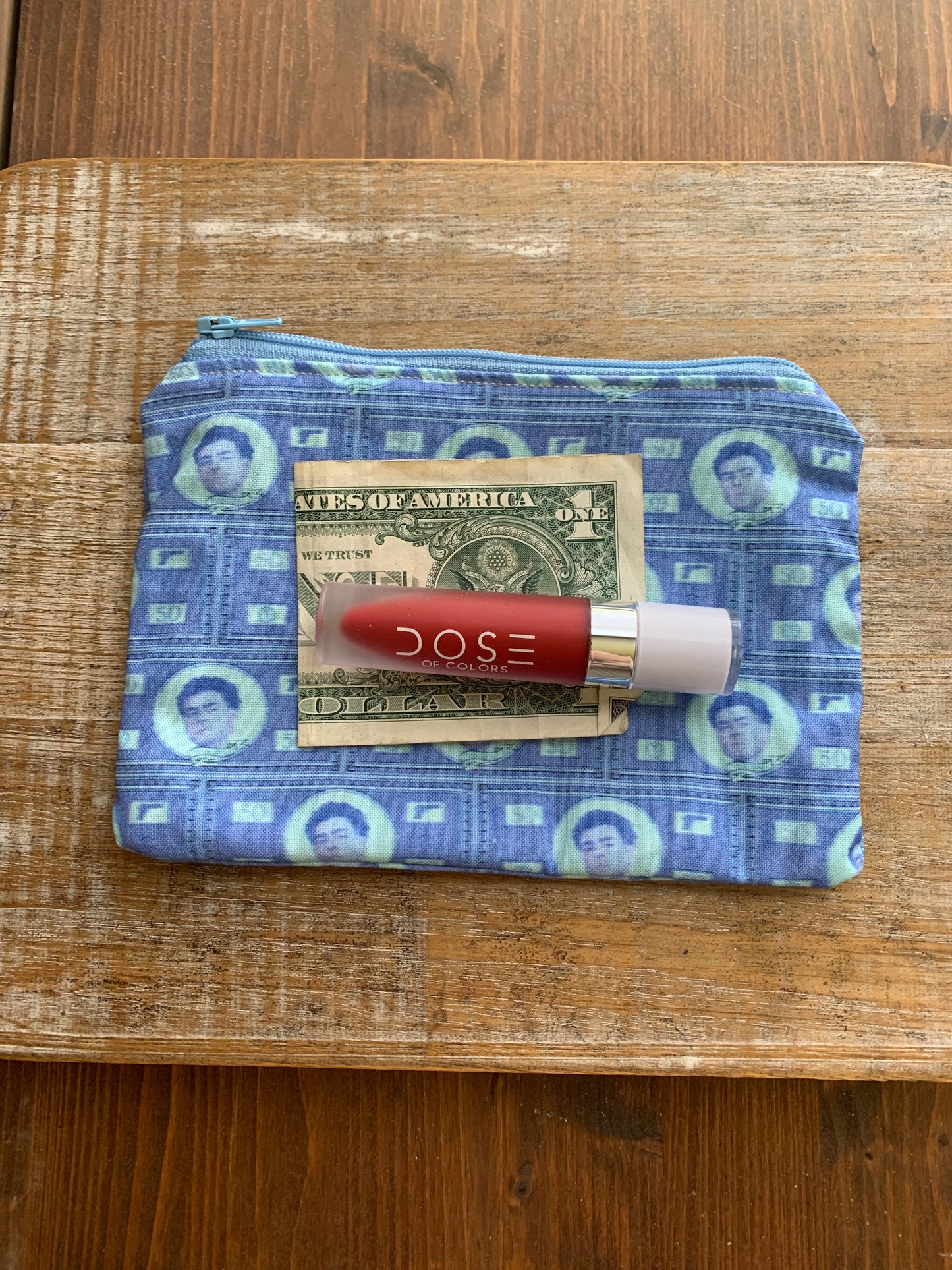 Luigi Blue Money Deny Defend Depose Wallet Zipper Pouch Bag