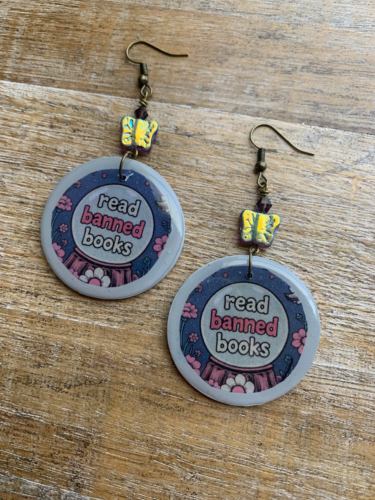 Read Banned Books Earrings Books Liberal Democrat Activist Earrings Statement Protest Clip On Earrings Gauges