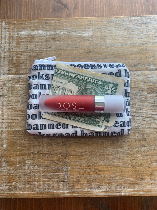 Read Banned Books White & Black Anti Fascist Coin Purse Zipper Bag