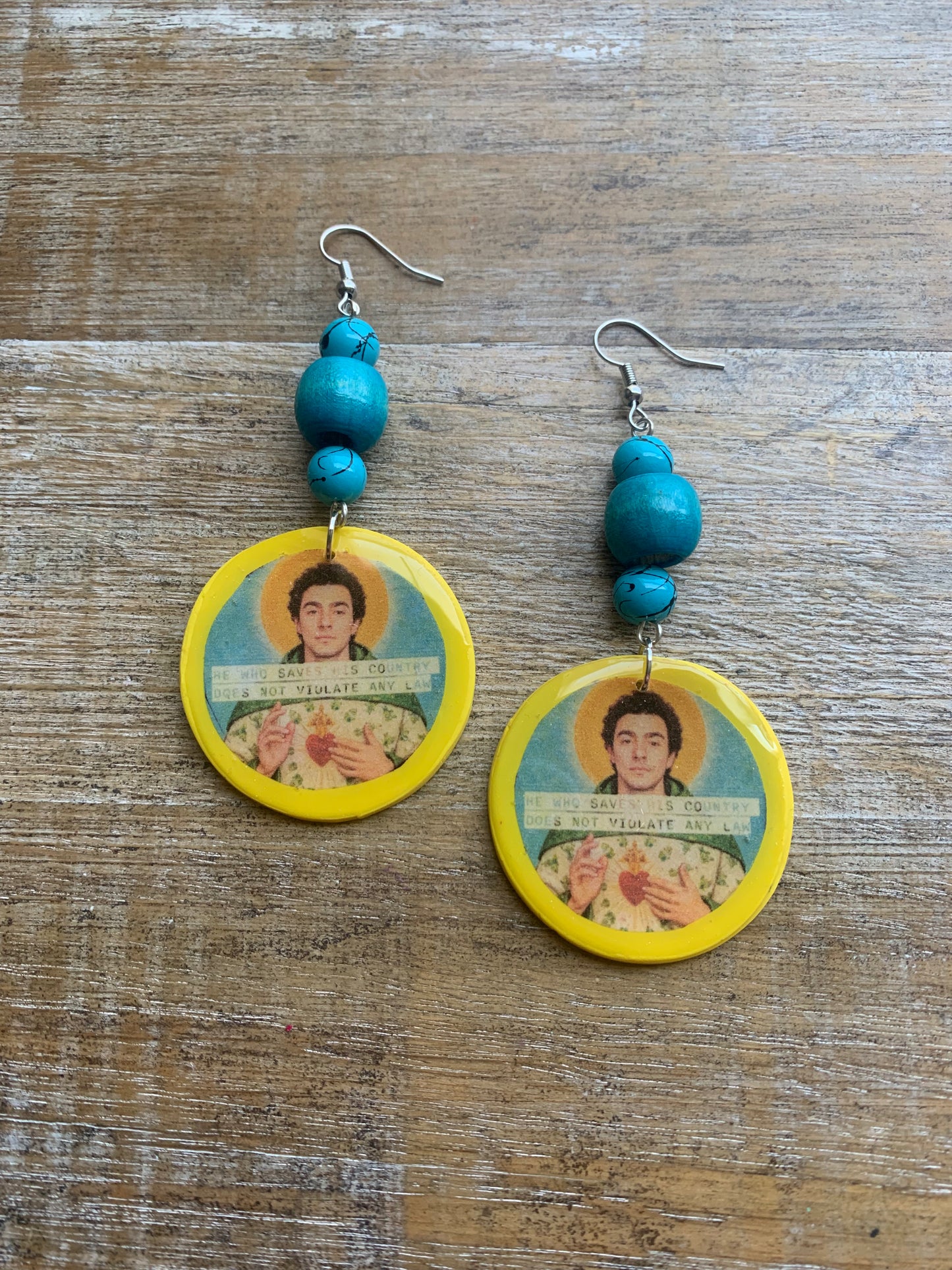 He Who Saves His Country Does Not Violate Any Law Tunnel Gauge Earrings Luigi Polymer Clay Clip On Earrings