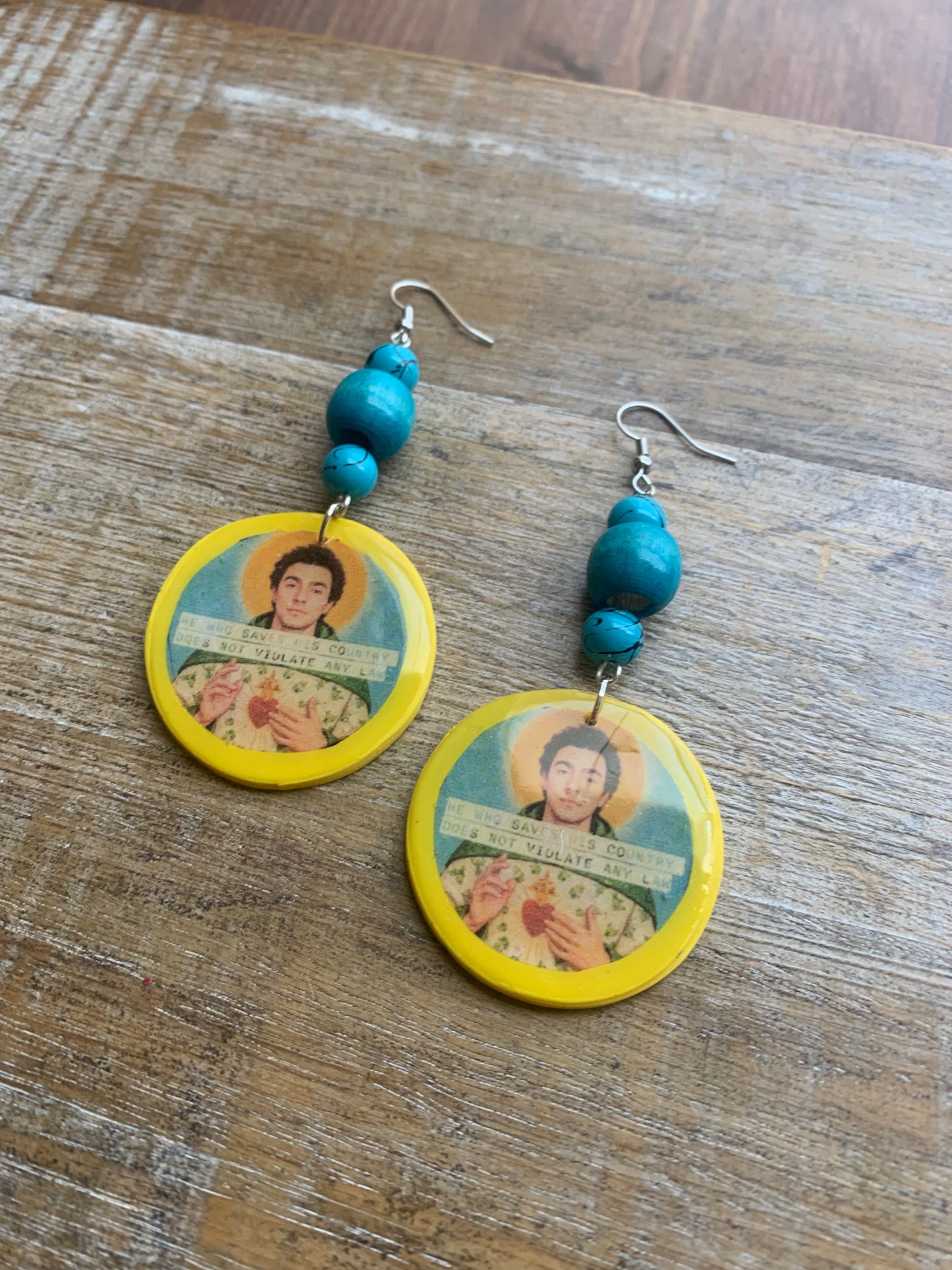 He Who Saves His Country Does Not Violate Any Law Tunnel Gauge Earrings Luigi Polymer Clay Clip On Earrings