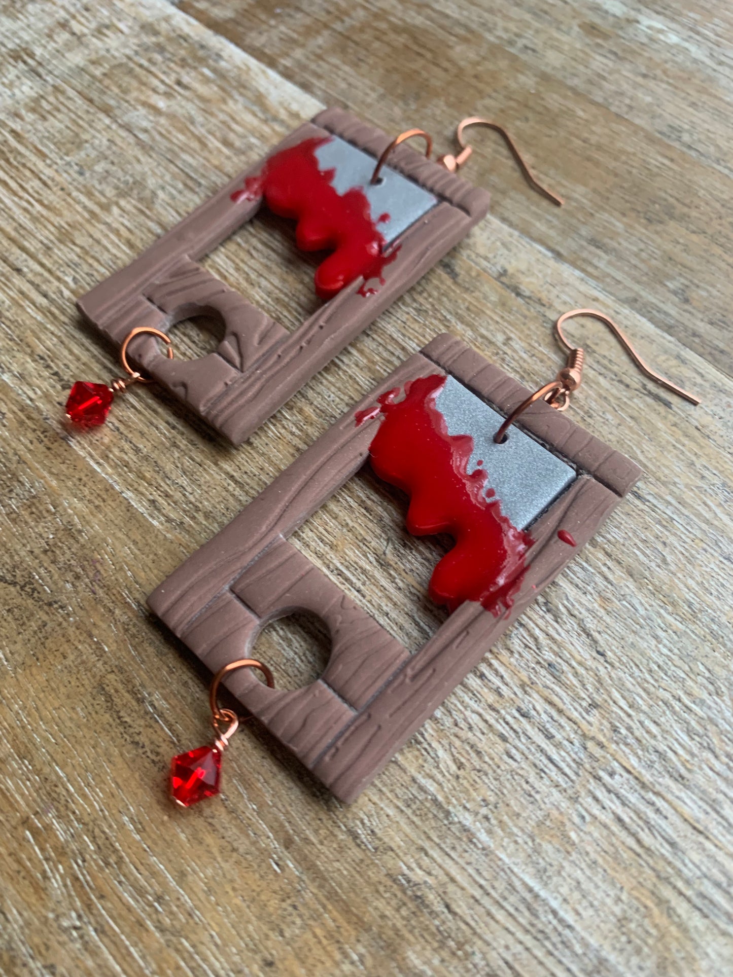 Bloody Guillotine Polymer Clay Eat the Rich Earrings