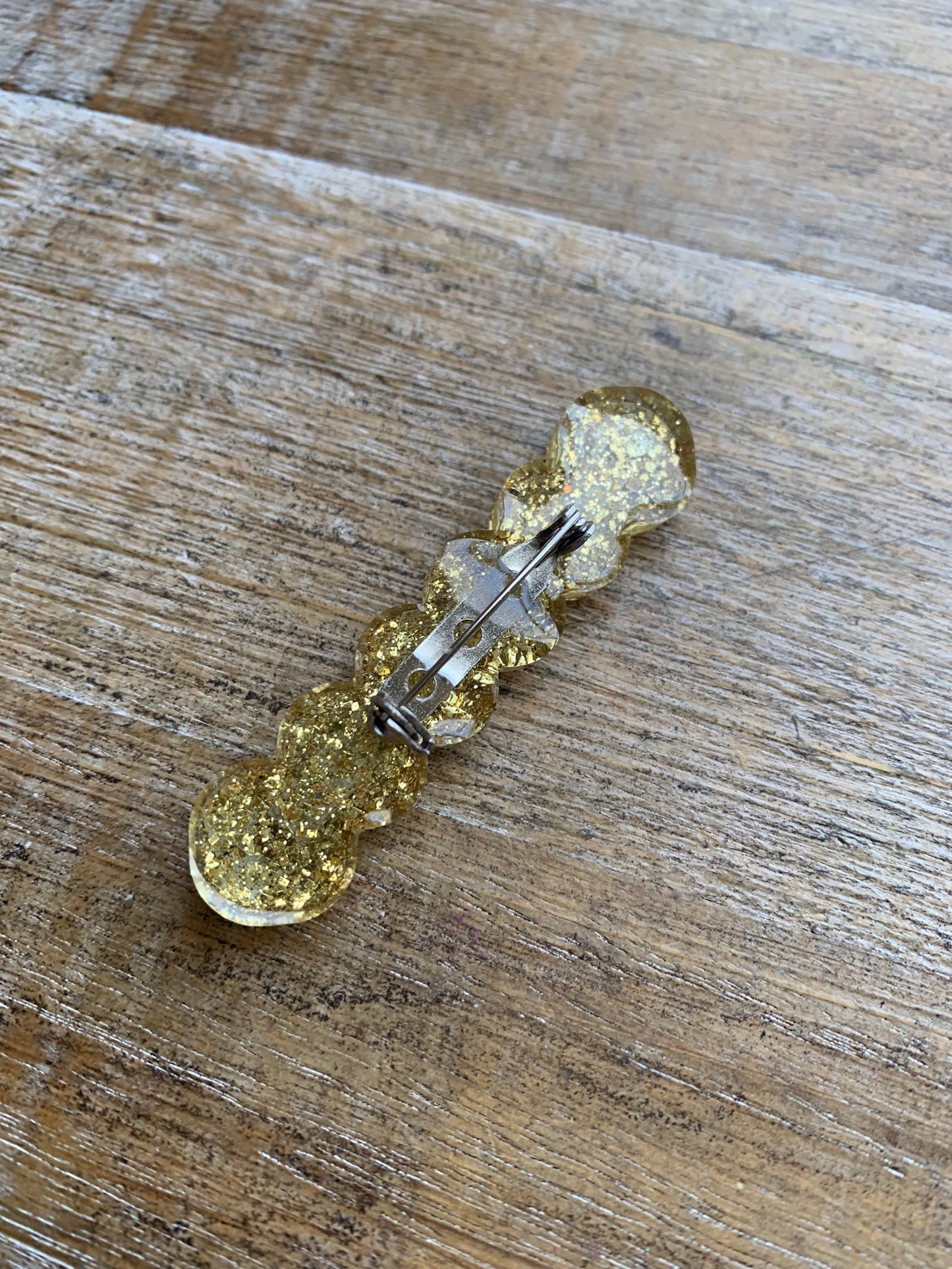 Dead Men Don’t Rape Rhinestone Resin Pin Gold & Purple Glitter Brooch