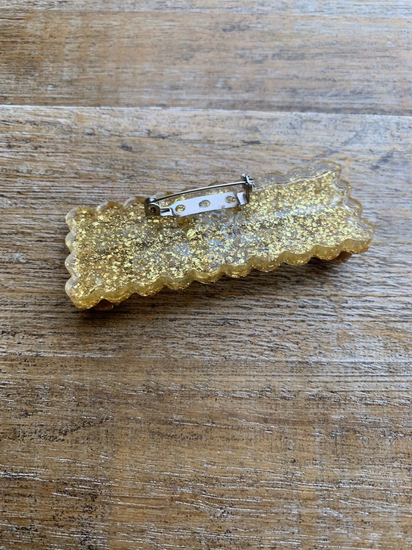 MAGA Is A Terrorist Organization Gold Glitter Pin Brooch Resin Anti Trump Protest Statement Pin