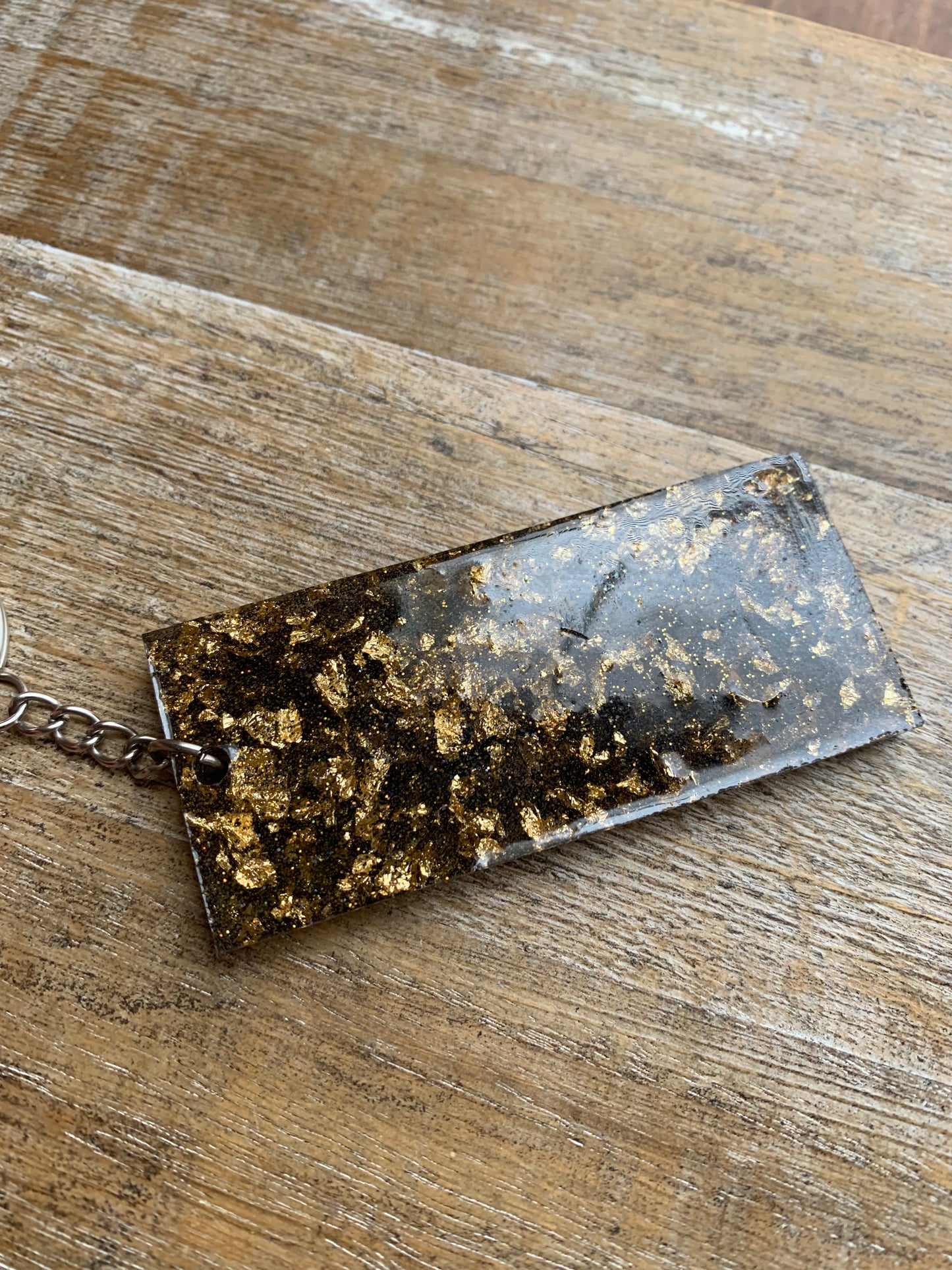 Fuck The Patriarchy Keychain Gold & Black Rectangle Keyring