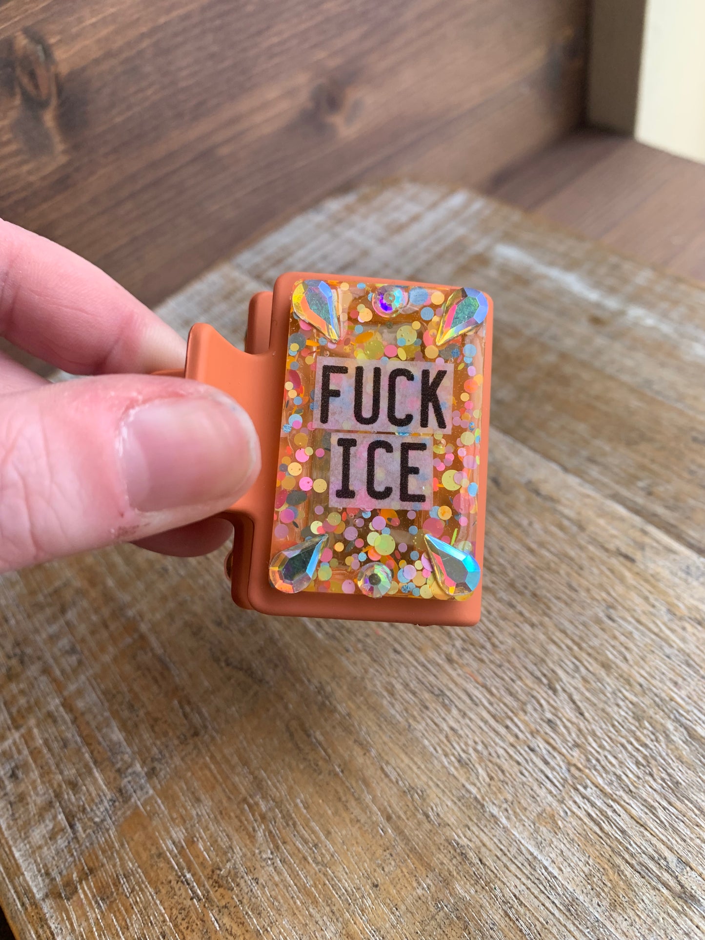 Fuck Ice Resin Small Hair Claw Anti-Ice Leftist Glitter Hair Clip Accessory