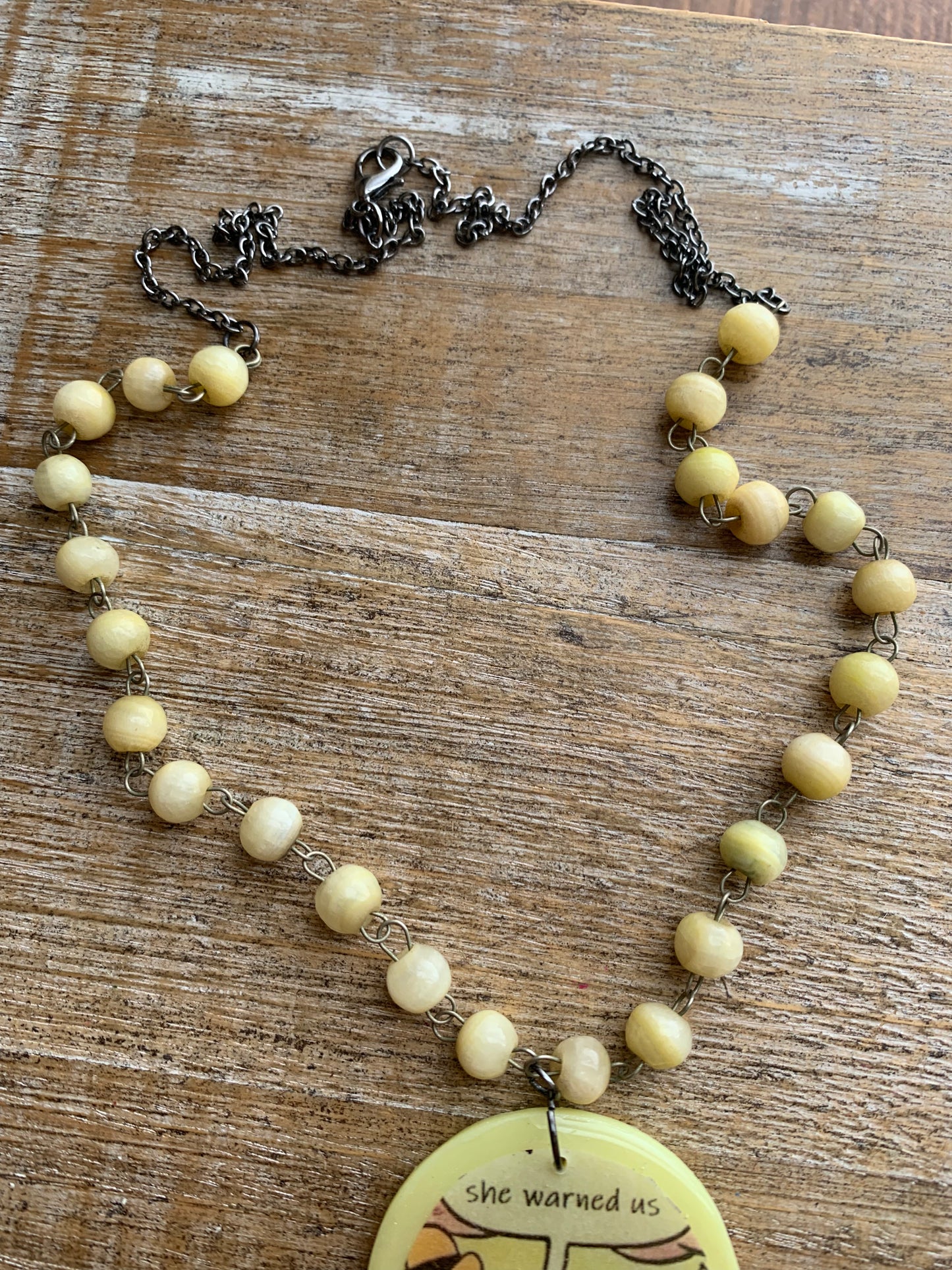 Kamala Warned Us Fire Dog Clay Meme Necklace Upcycled