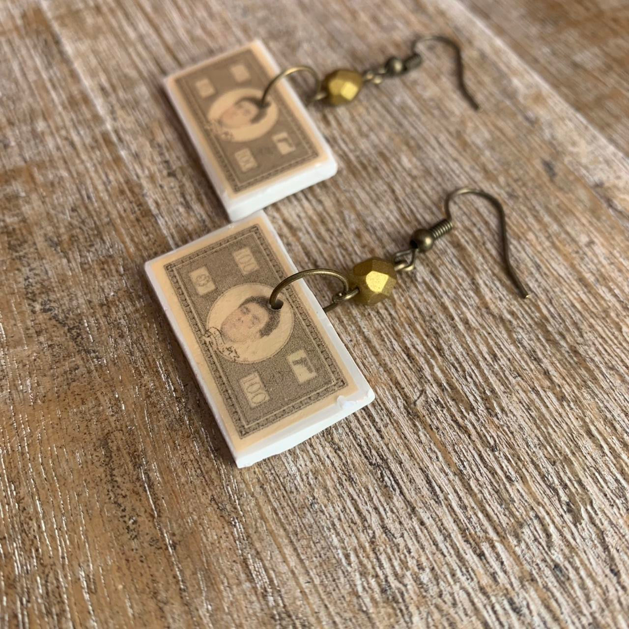 Free Luigi Money Earrings Activist Polymer Clay Revolution Clip On Earrings Ear Hangers