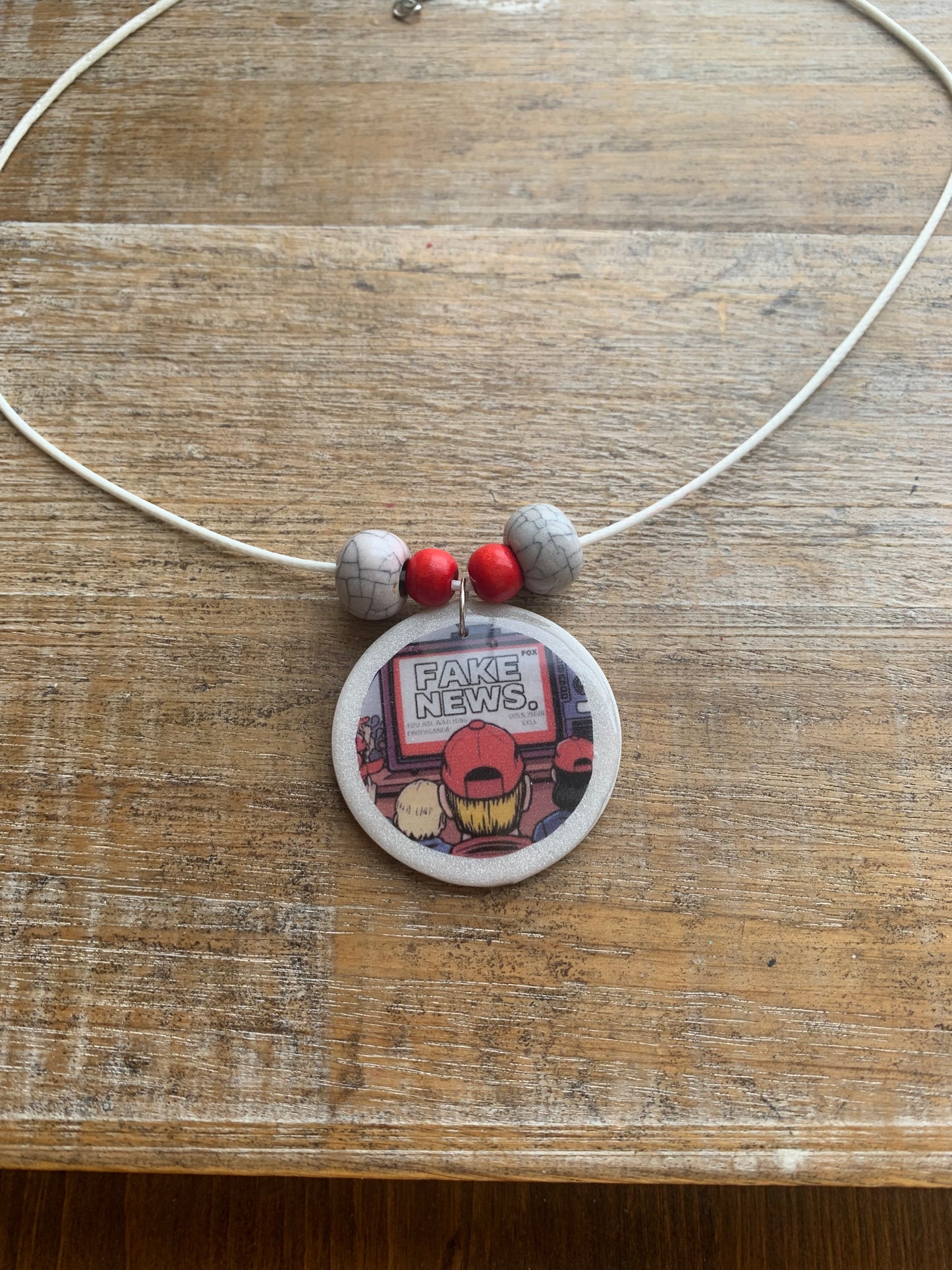 Fake Fox News MAGA Clay Anti Trump Necklace