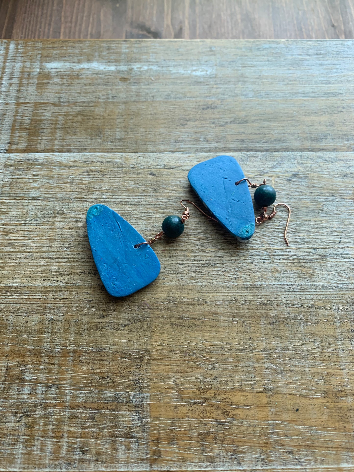 Eat The Rich Blue Rose Art Deco Polymer Clay Earrings
