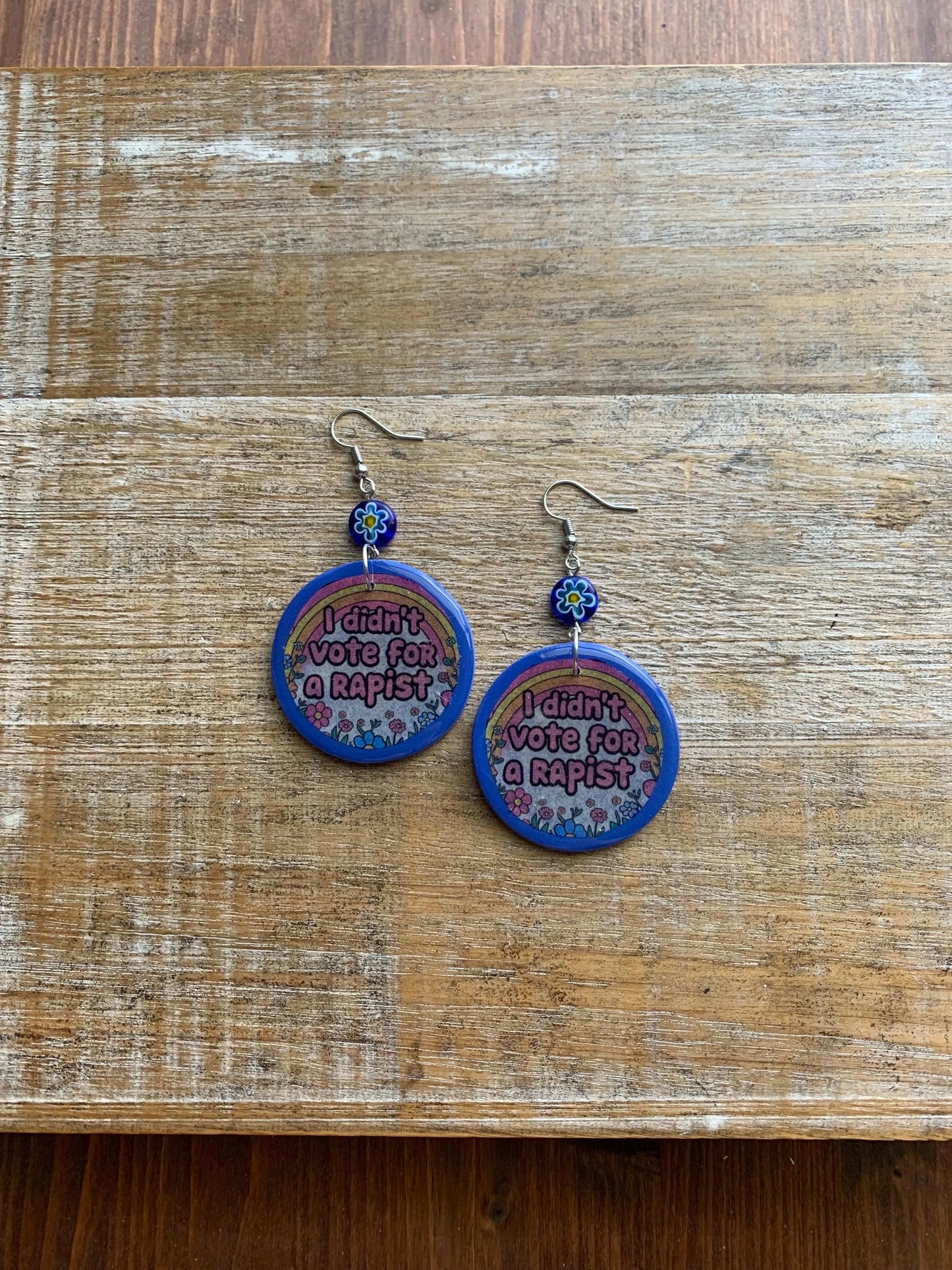 Anti Trump Art Deco Liberal Earrings Clip On Earrings Floral Tunnel Gauge Earrings