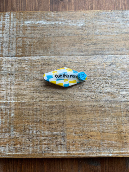 Eat The Rich Polymer Clay Hair Clip Leftist Checkerboard Hair Accessory