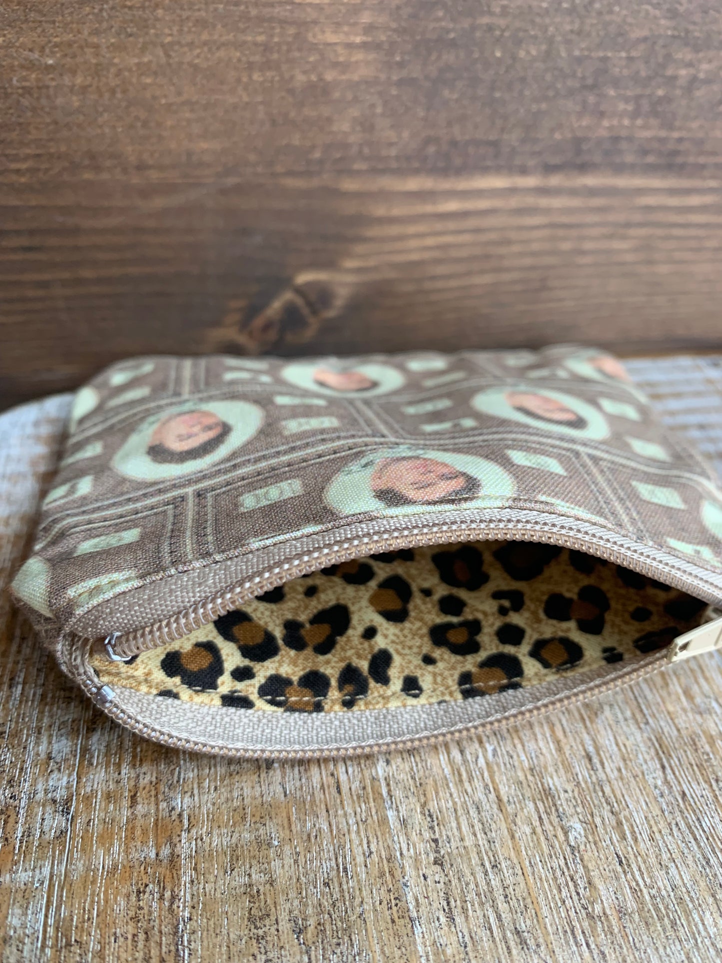 Luigi Yellow Deny Defend Depose Leopard Coin Purse Zipper Pouch
