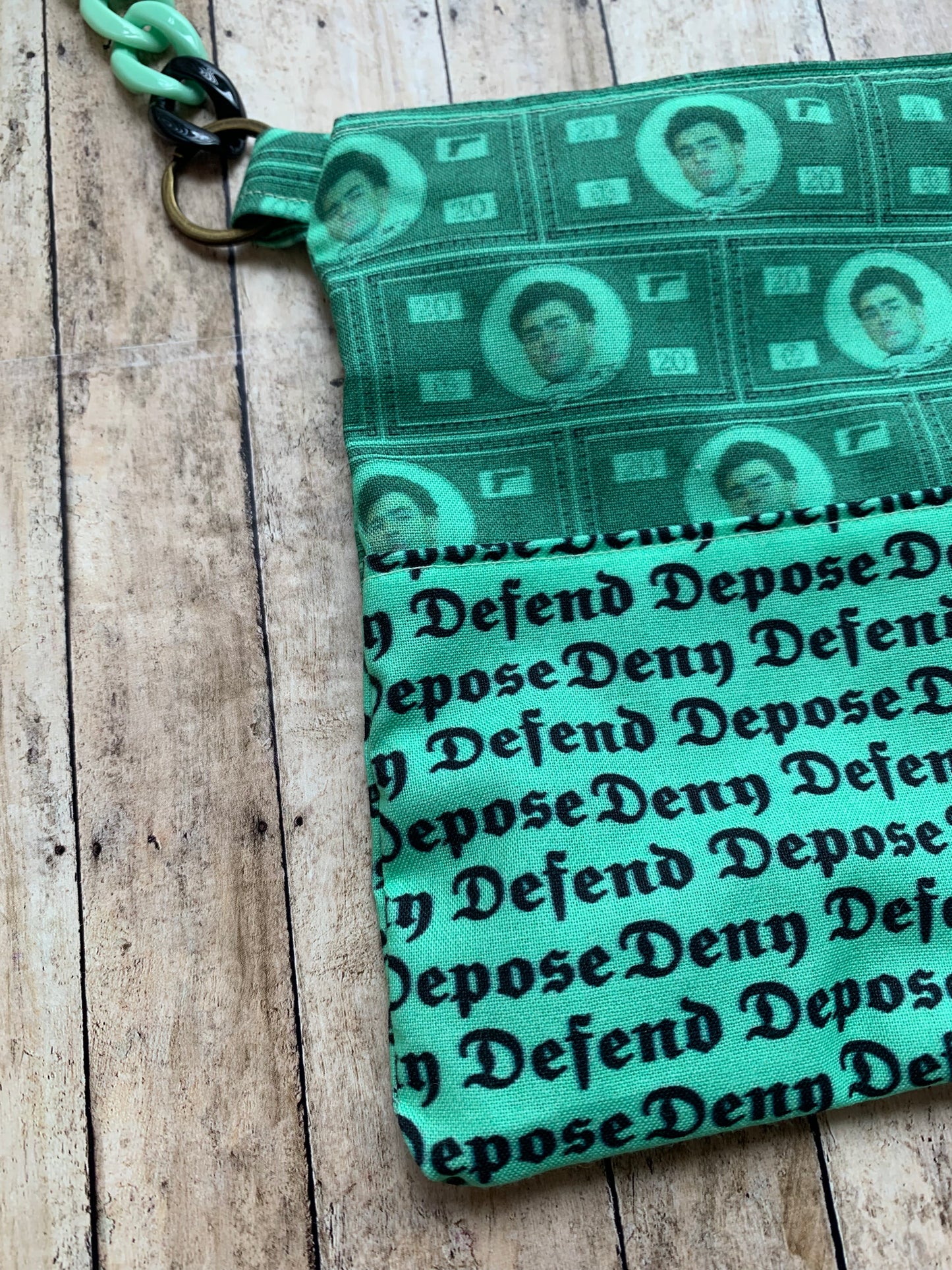 Deny Defend Depose Luigi Green Liberal Crossbody Purse Light Cotton Pouch Bag Universal Healthcare Democrat Money Mint Green Pastel Crossbody Bag