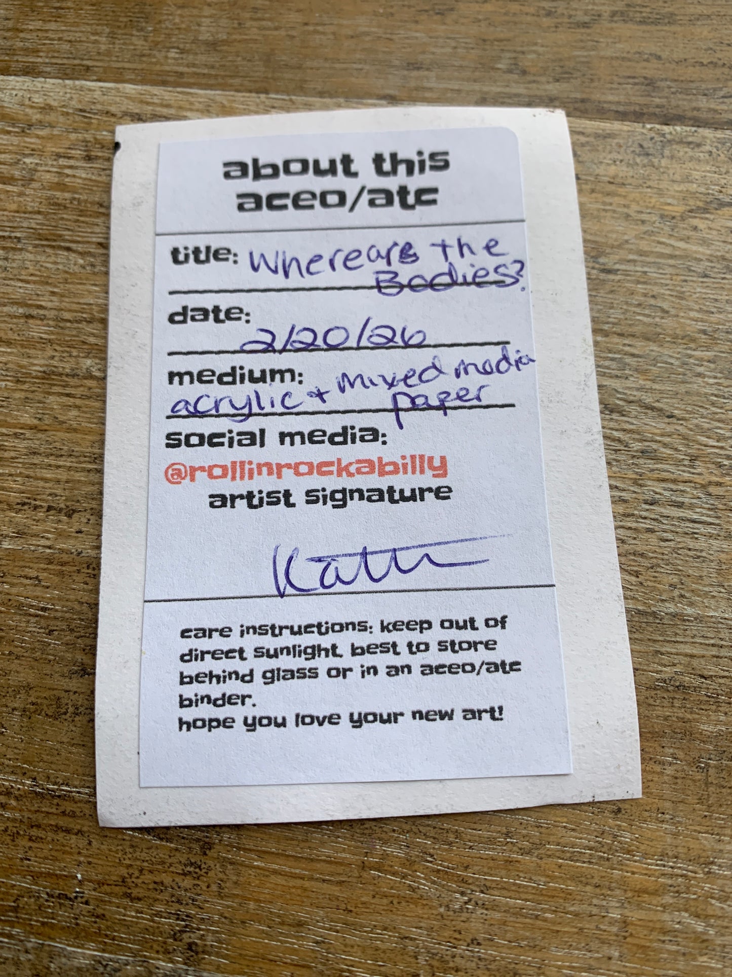 Original ACEO Acrylic Painting 2.5x3.5 Zorro Ranch New Mexico “Where are the Bodies?”