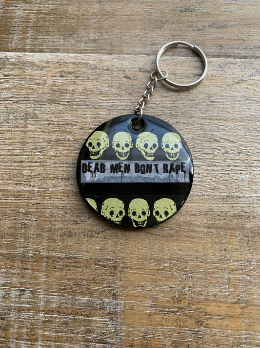 Dead Men Don’t Rape Skull Keychain Black Circle Keyring