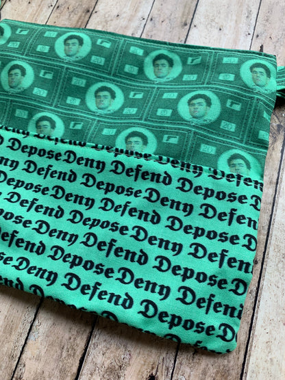 Deny Defend Depose Luigi Green Liberal Crossbody Purse Light Cotton Pouch Bag Universal Healthcare Democrat Money Mint Green Pastel Crossbody Bag