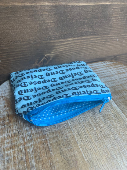 Deny Defend Depose Blue Luigi Coin Purse Zipper Bag