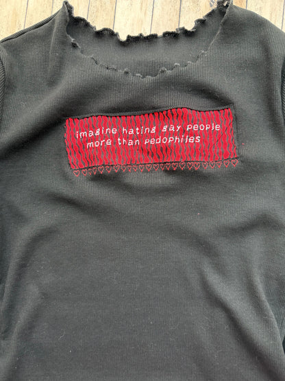 Imagine Hating Gay People More Than Pedophiles Reclaimed Upcycled Black Bodycon Dress Size M Womens