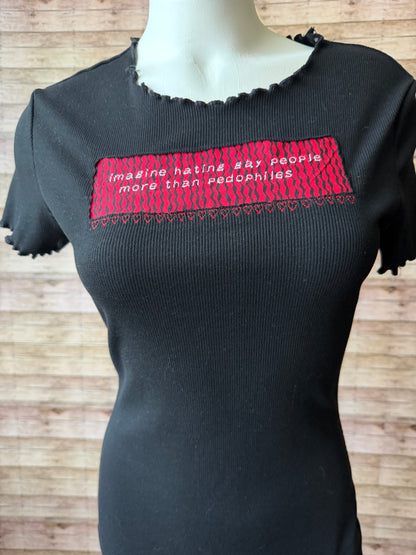 Imagine Hating Gay People More Than Pedophiles Reclaimed Upcycled Black Bodycon Dress Size M Womens