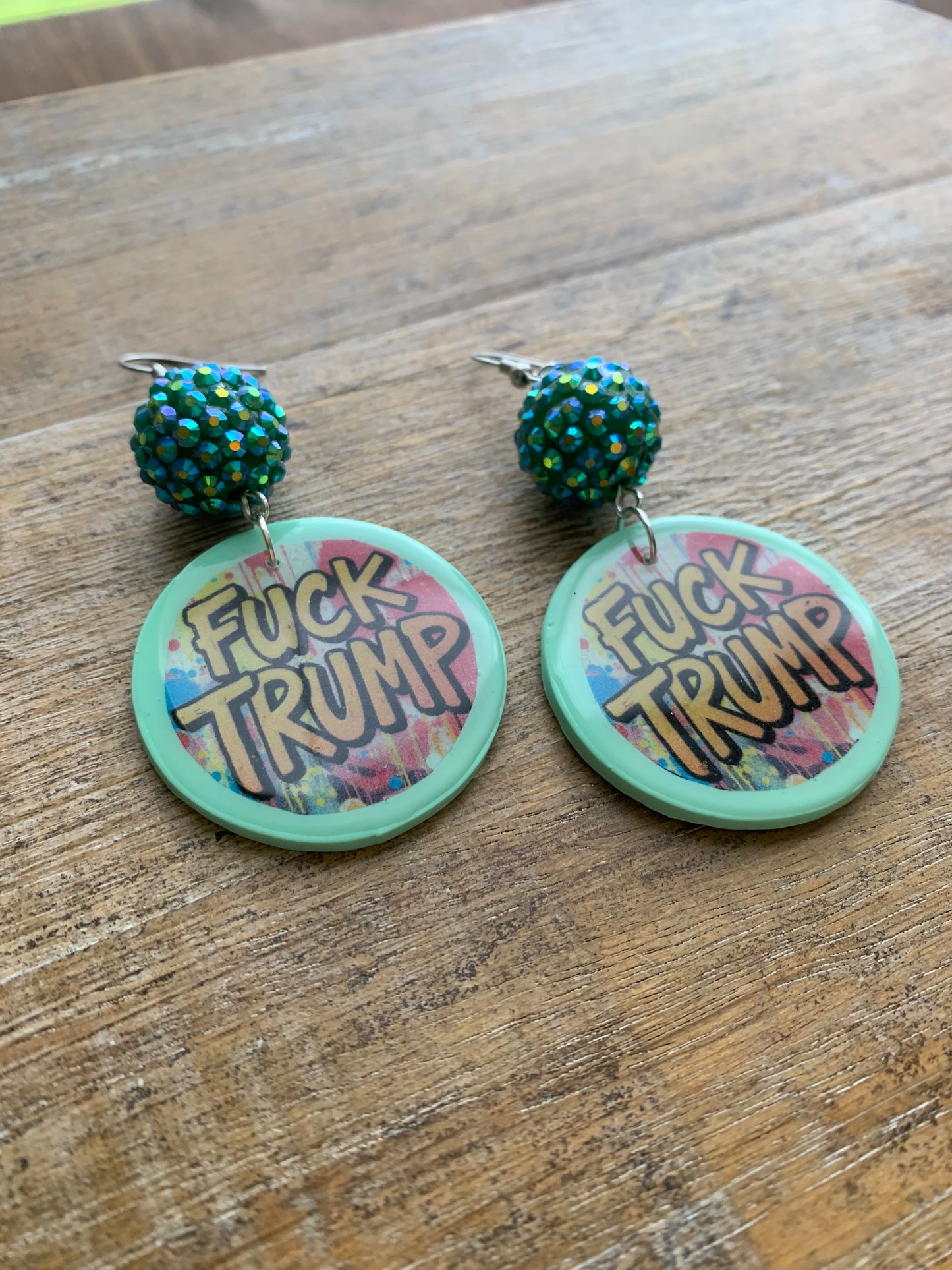 Fuck Trump Clay Protest Activist Earrings Liberal Clip On Earrings Punk Graffiti FDT Ear Hangers