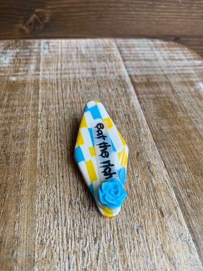 Eat The Rich Polymer Clay Hair Clip Leftist Checkerboard Hair Accessory
