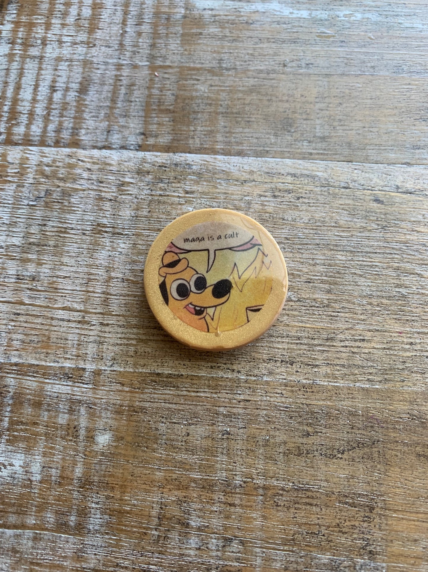 MAGA is a Cult Burning Dog Meme Polymer Clay Magnet