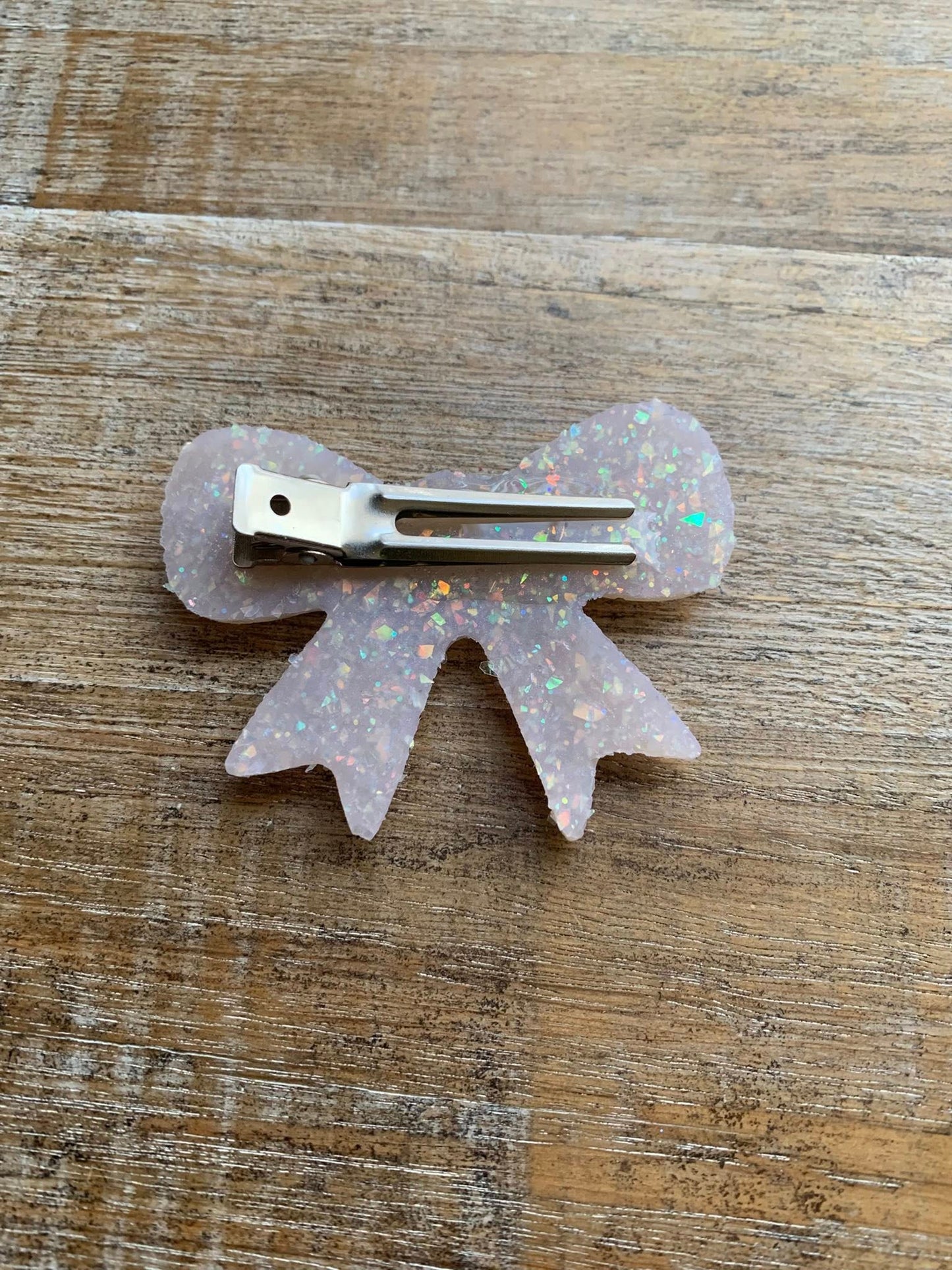 Fuck the Patriarchy Bow Opal Polymer Clay Hair Clip with Rhinestones