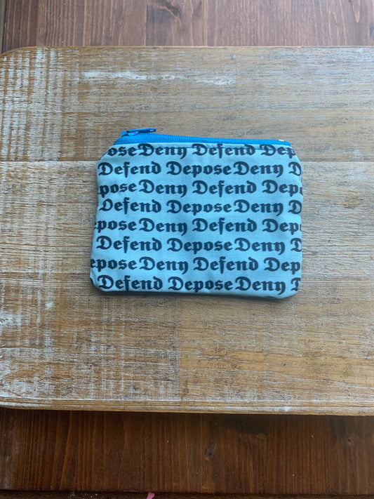 Deny Defend Depose Blue Luigi Coin Purse Zipper Bag
