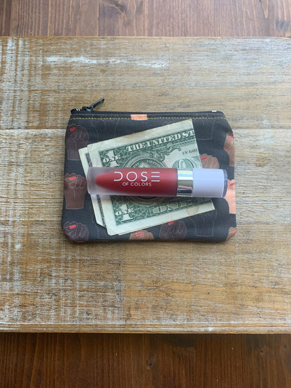 Women Empowerment Activist Fist Coin Purse Zipper Pouch Black Lives Matter Bag