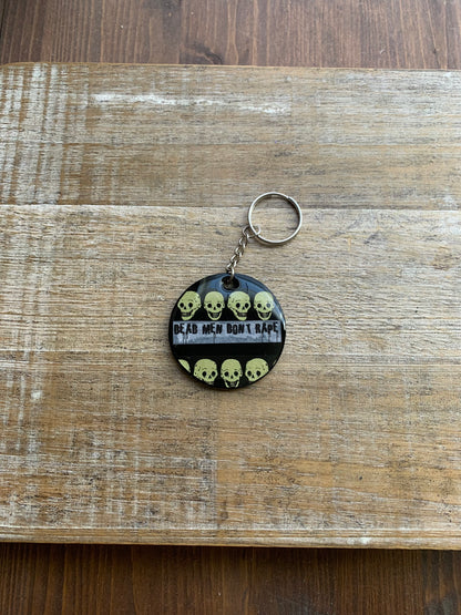 Dead Men Don’t Rape Skull Keychain Black Circle Keyring