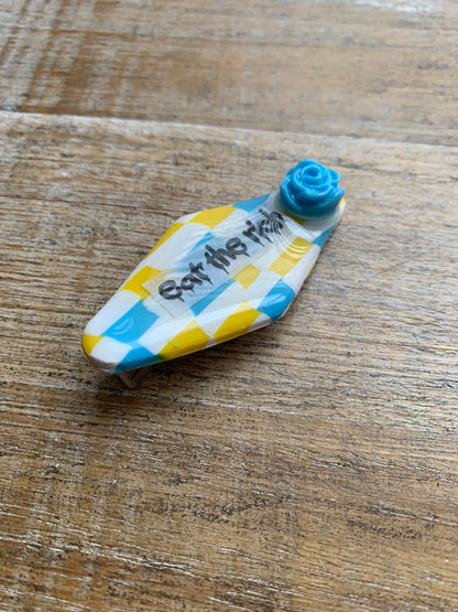 Eat The Rich Polymer Clay Hair Clip Leftist Checkerboard Hair Accessory