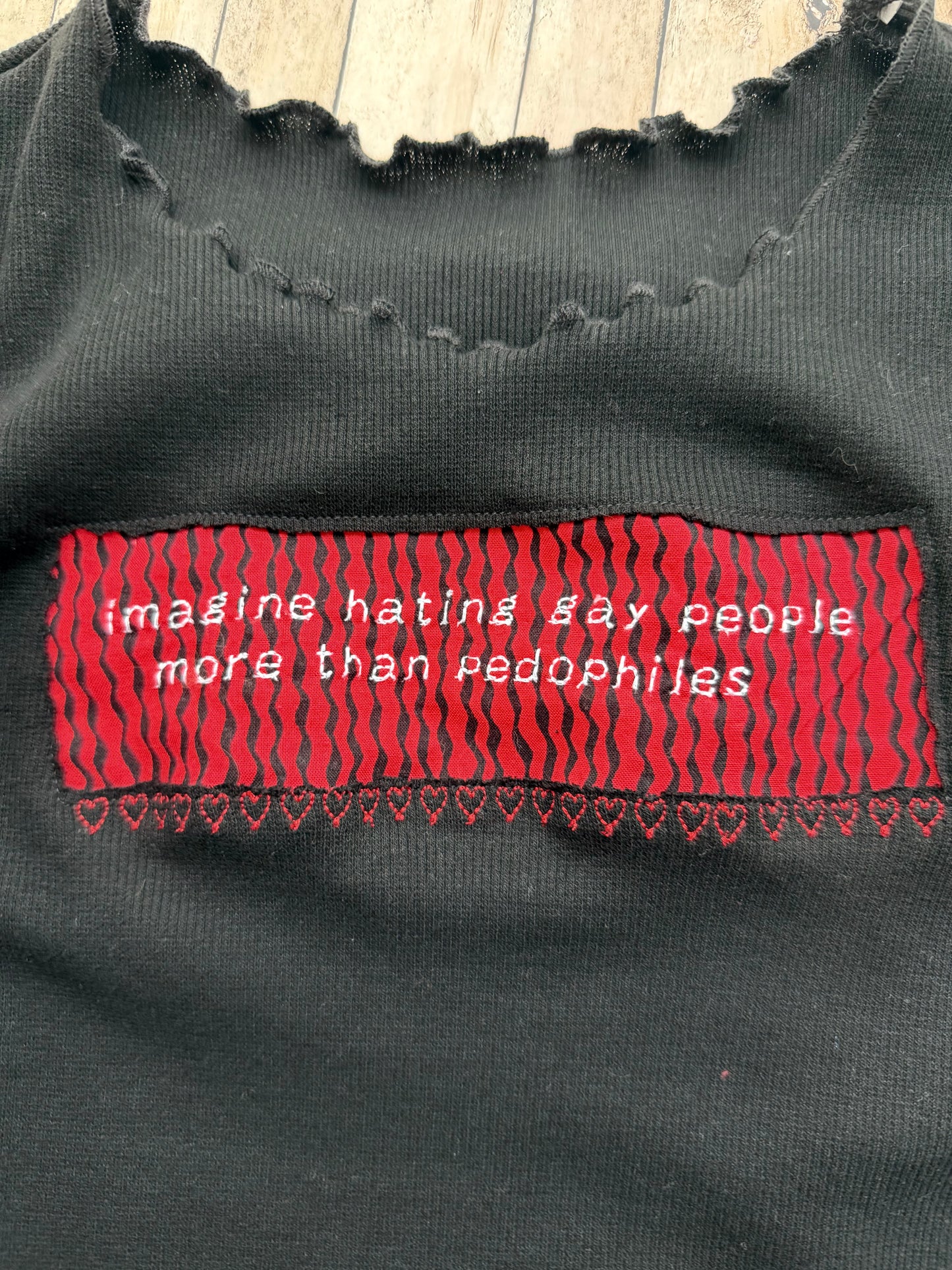 Imagine Hating Gay People More Than Pedophiles Reclaimed Upcycled Black Bodycon Dress Size M Womens
