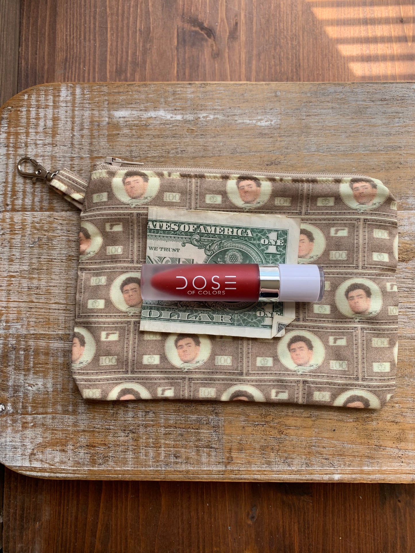 Luigi Deny Defend Depose Yellow Beige Money Coin Purse Zipper Pouch