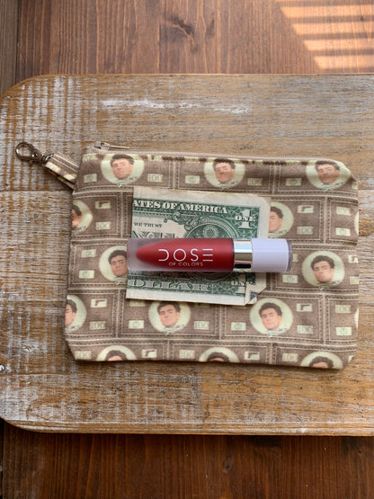 Luigi Deny Defend Depose Yellow Beige Money Coin Purse Zipper Pouch