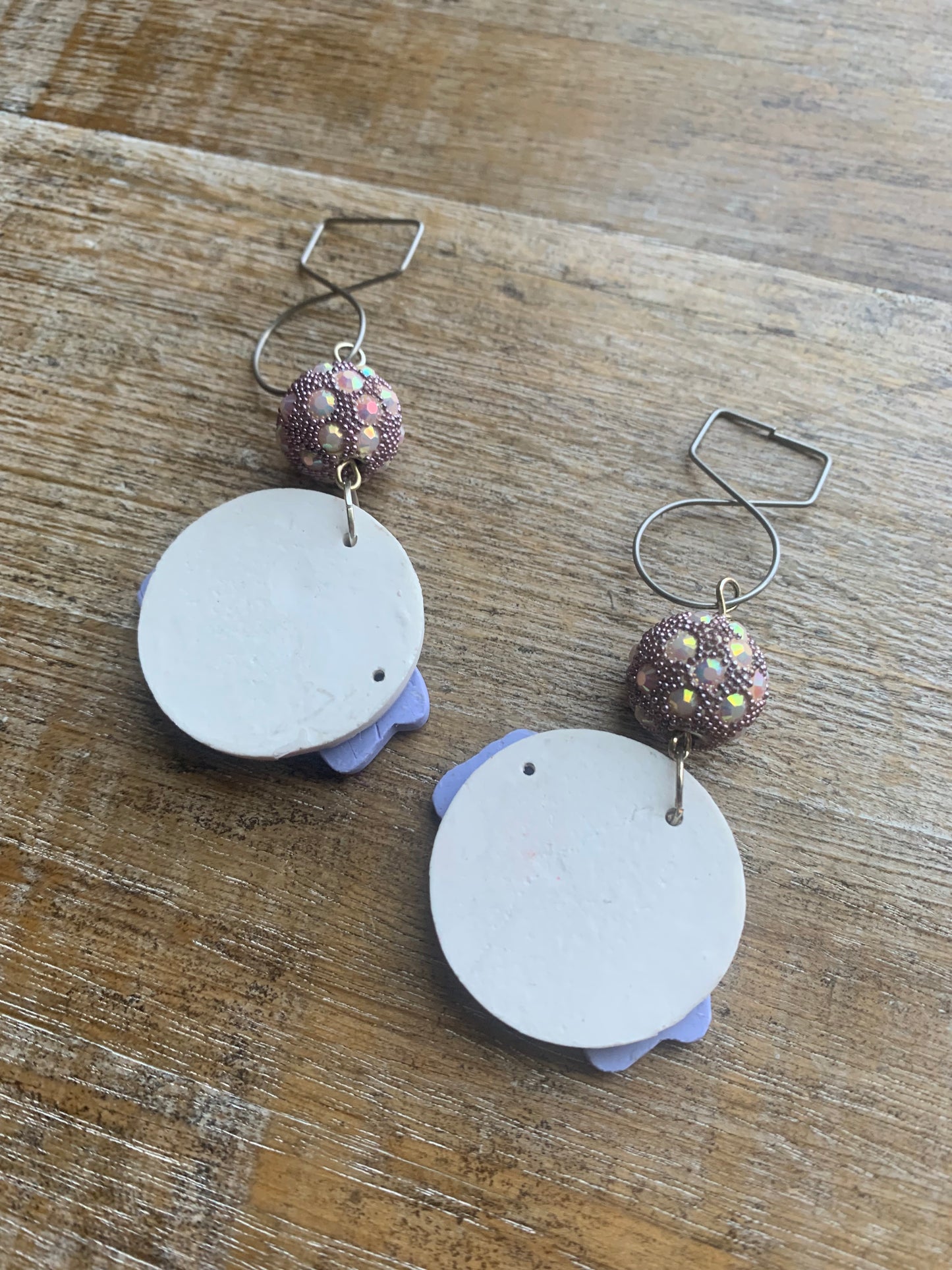 As-Is Bitch Clay Tunnel Gauge Earrings Purple Lavender Clip On Earrings Polymer Bitch Earrings