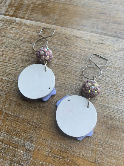 As-Is Bitch Clay Tunnel Gauge Earrings Purple Lavender Clip On Earrings Polymer Bitch Earrings