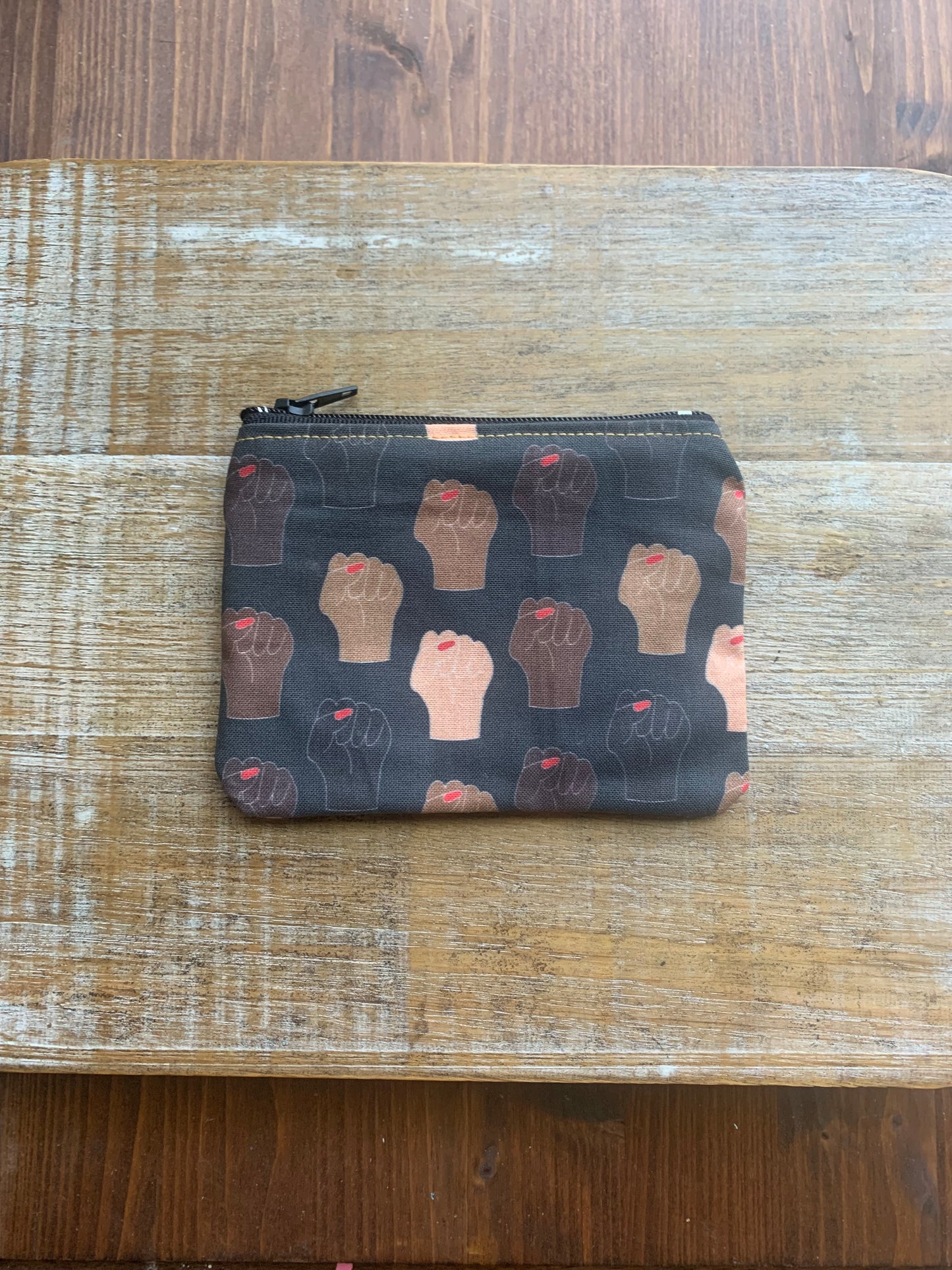 Women Empowerment Activist Fist Coin Purse Zipper Pouch Black Lives Matter Bag