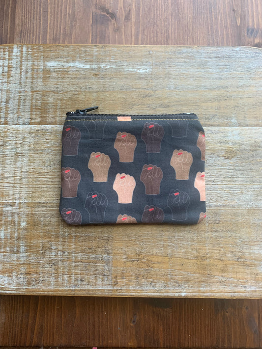 Women Empowerment Activist Fist Coin Purse Zipper Pouch Black Lives Matter Bag