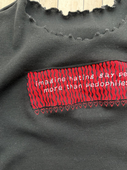 Imagine Hating Gay People More Than Pedophiles Reclaimed Upcycled Black Bodycon Dress Size M Womens