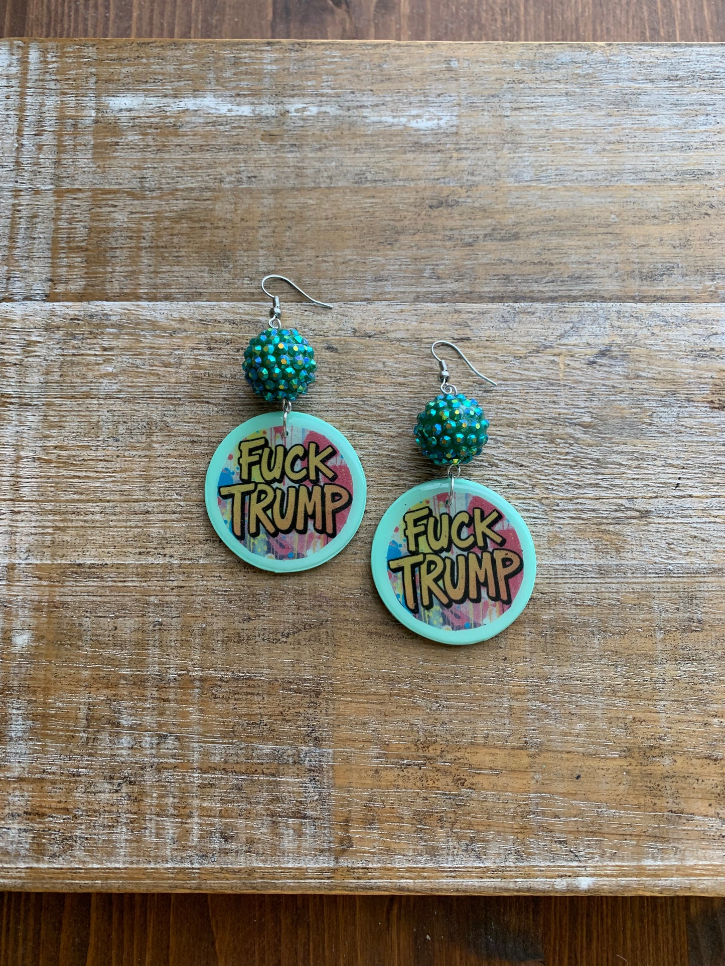 Fuck Trump Clay Protest Activist Earrings Liberal Clip On Earrings Punk Graffiti FDT Ear Hangers