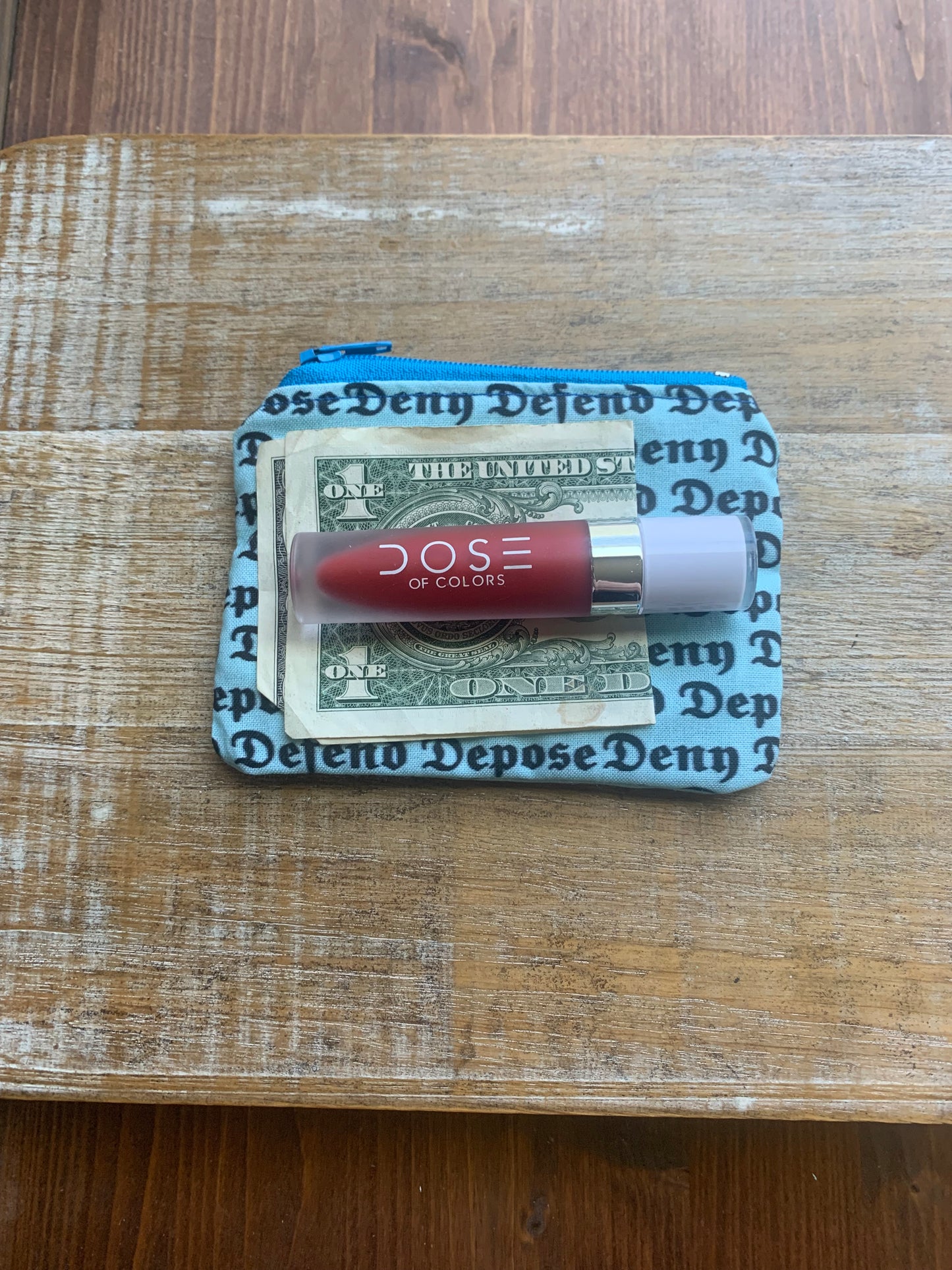 Deny Defend Depose Blue Luigi Coin Purse Zipper Bag