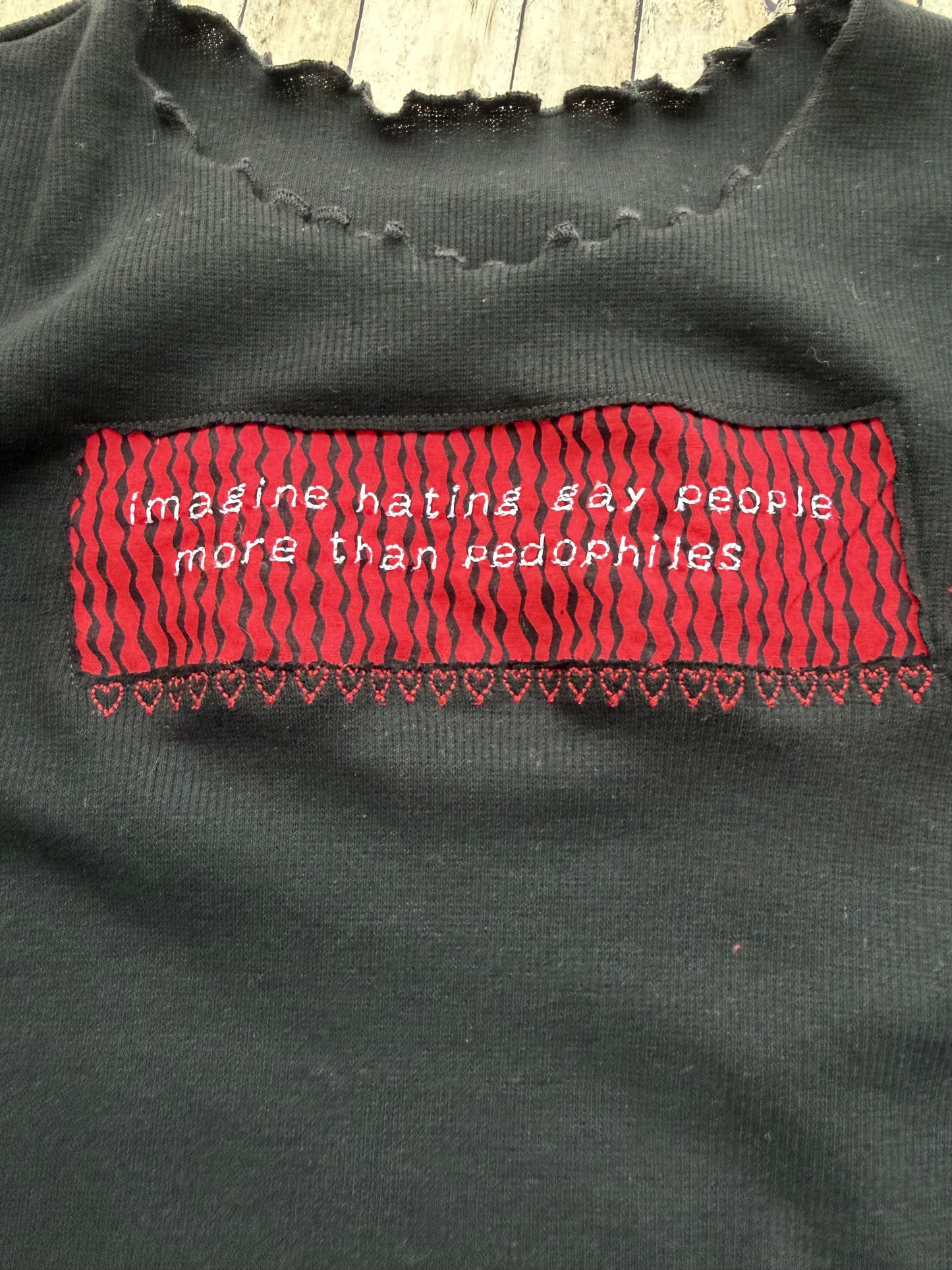 Imagine Hating Gay People More Than Pedophiles Reclaimed Upcycled Black Bodycon Dress Size M Womens